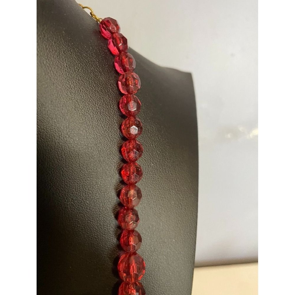 Red Plunder Beaded Layered Statement Necklace Len… - image 7